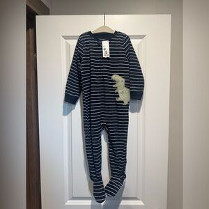 Carter's Navy Striped Dinosaur Footie Pajamas